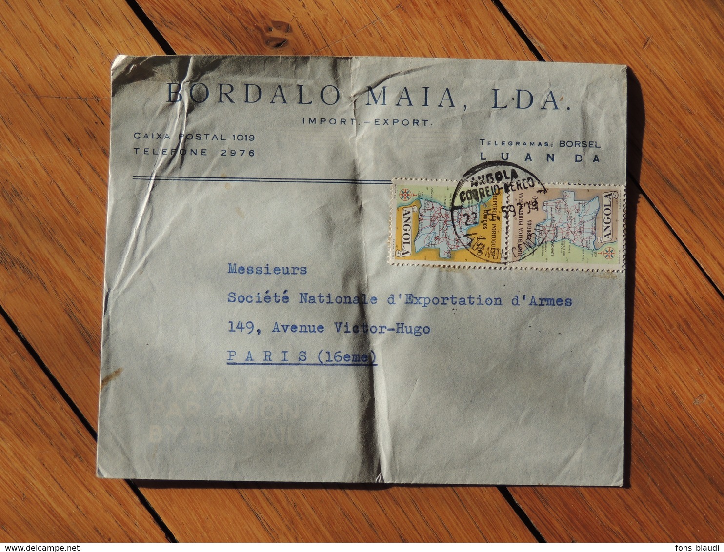 1959 - Lettre à Entête Pour Paris - 2 Timbres Cartes - FRANCO DE PORT - Angola