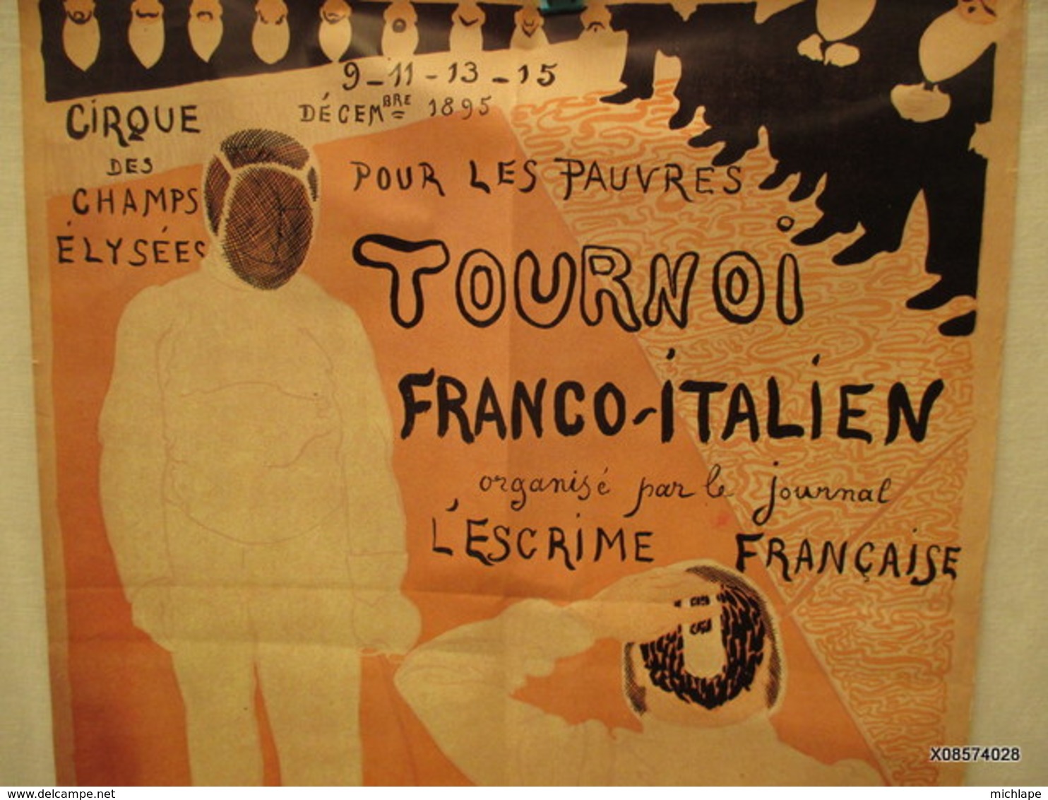 Affiche Pliée - Poster -  Repro   -  Le Cirque Des Champs  Elysées -escrime  Tournoi Franco- Italien  60 Cm Sur 78 Cm - Posters