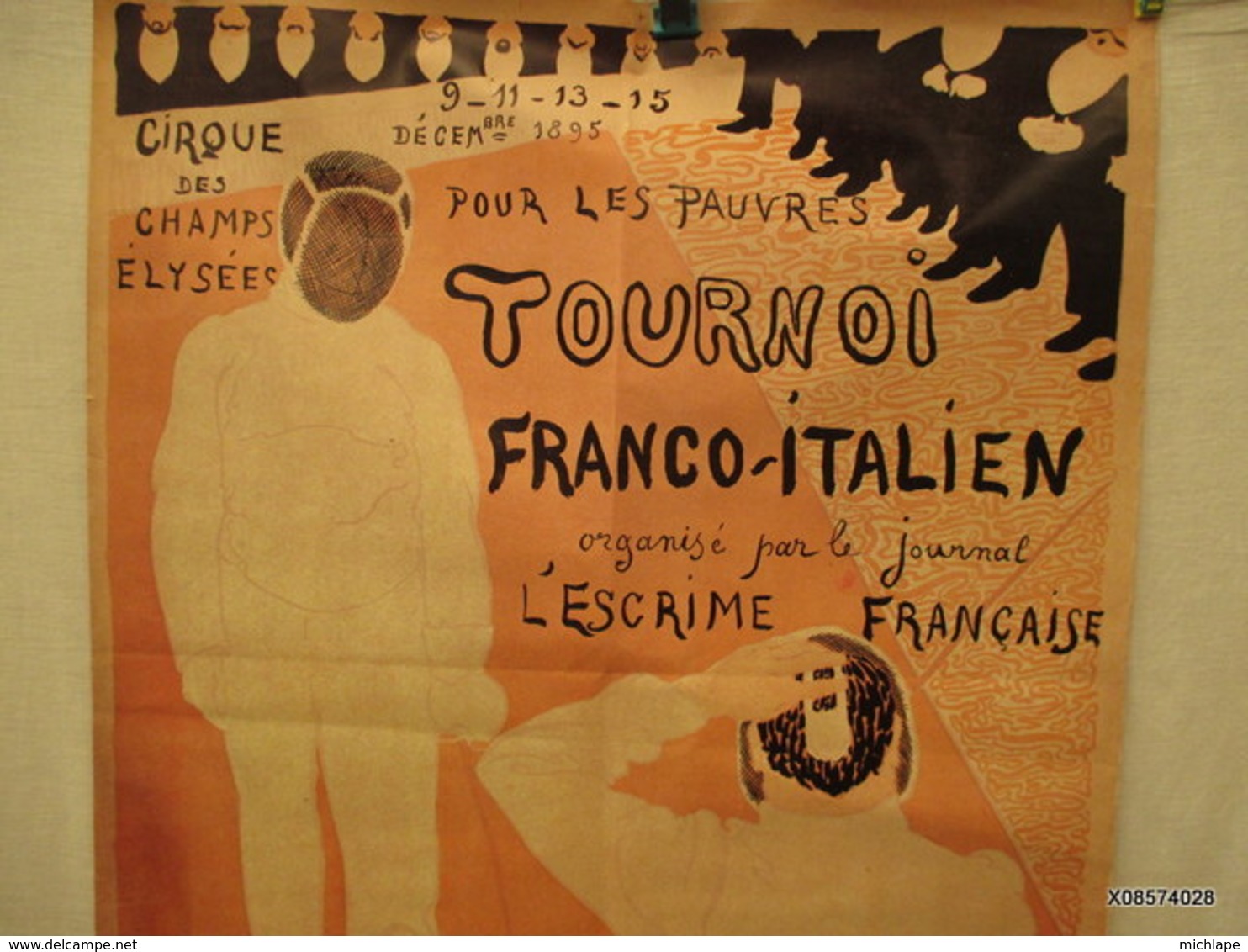 affiche pliée - poster -  repro   -  le cirque des champs  Elysées -escrime  tournoi Franco- Italien  60 cm sur 78 cm
