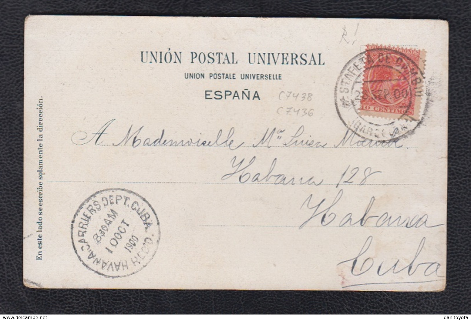 1900.- BARCELONA A CUBA.  EDIFIL 218 - Cartas & Documentos