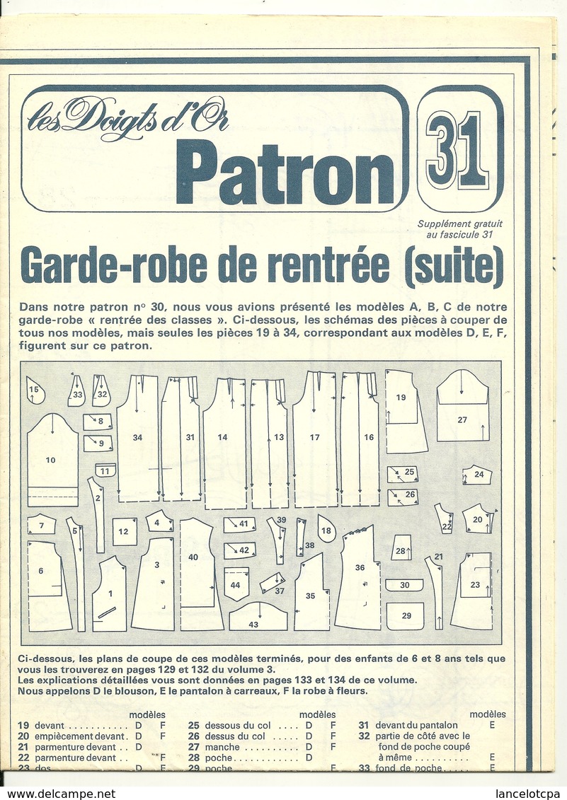 LES DOIGTS D'OR / PATRON 31 - GARDE ROBE DE RENTREE - Patrons