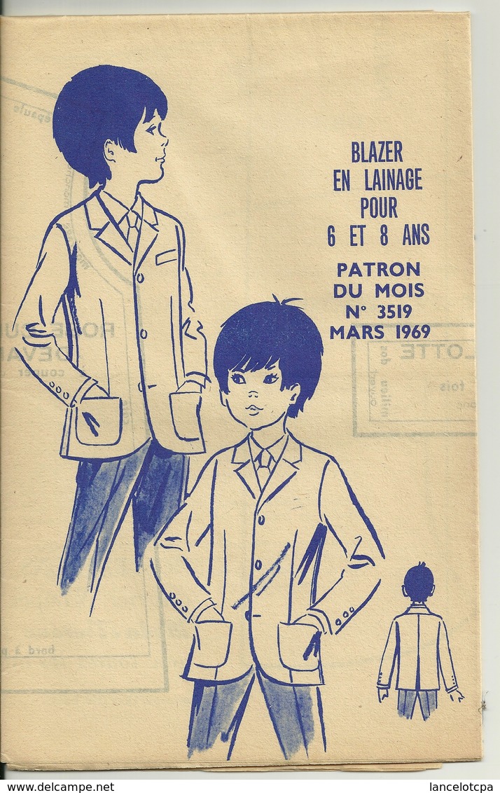 MODE ET TRAVAUX 1969 / PATRON - BLAZER EN LAINAGE Pour 6 Et 8 ANS - Schnittmuster