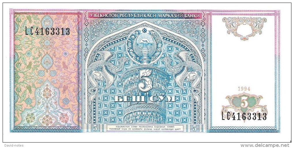 Uzbekistan - Pick 75 - 5 Sum 1994 - Unc - Uzbekistan