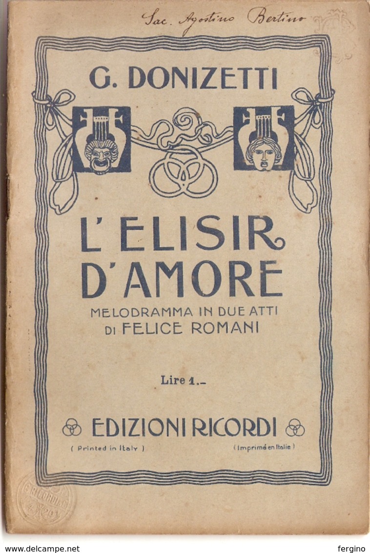 G. DONIZETTI - L'ELISIR D'AMORE - Libretto D'opera - Cinéma Et Musique