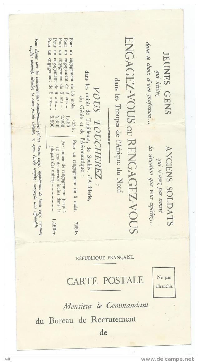 CPA CARTE D'ENGAGEMENT POUR LES TROUPES D'AFRIQUE DU NORD, RECRUTEMENT ZOUAVES, TIRAILLEURS, SPAHIS, CHASSEURS, SOLDATS - Autres & Non Classés