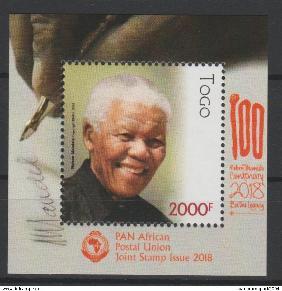 Togo 2018 Mi. ? S/S Joint Issue PAN African Postal Union Nelson Mandela Madiba 100 Years - Joint Issues