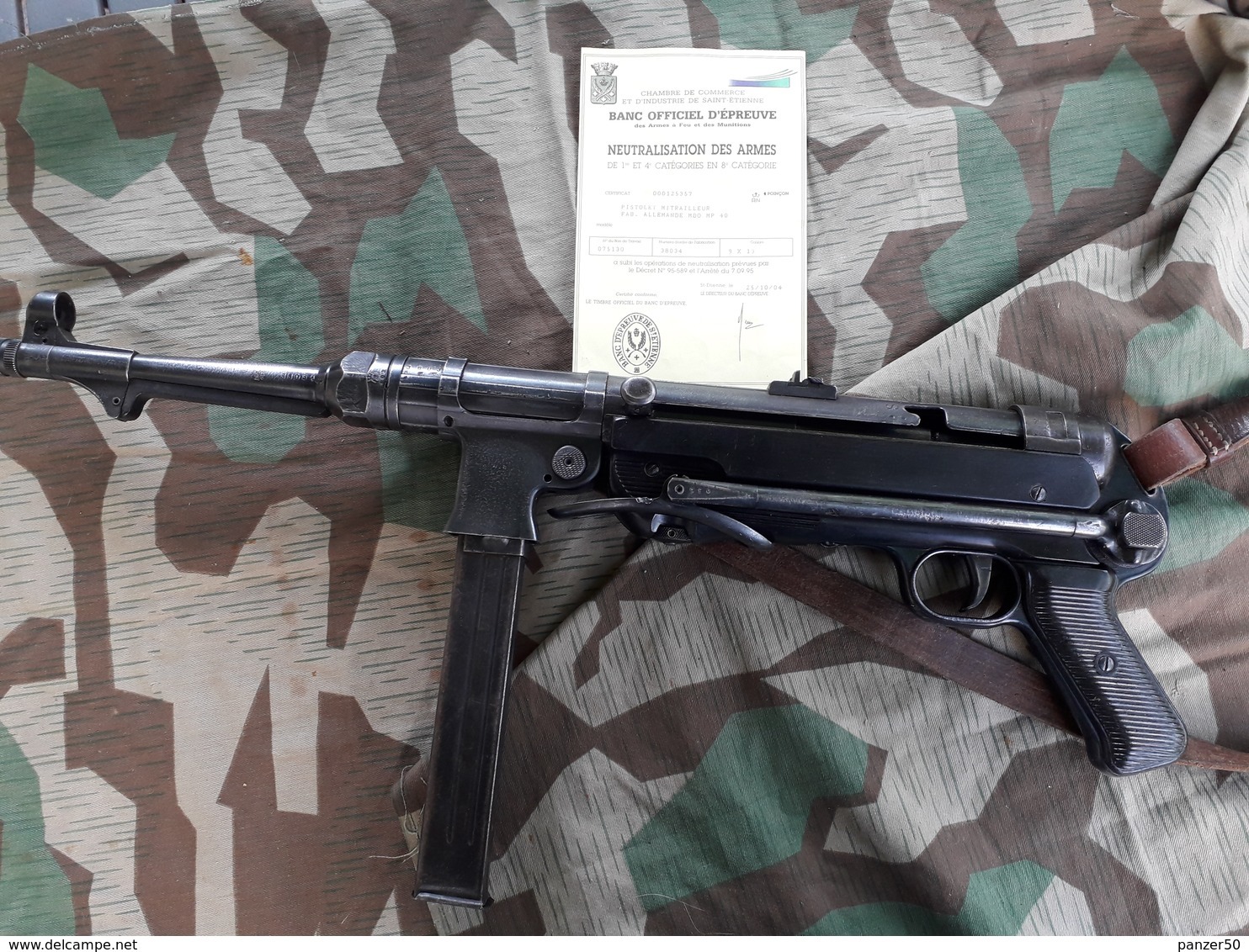 MP 40 Neutralisé Au Norme  Sainte Etienne Avec Certificat Ayf 41 Bonne état Avec Bretelle  Bonne état - Armes Neutralisées