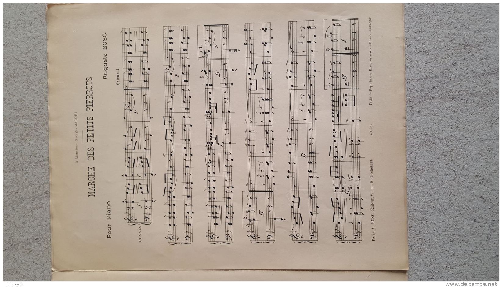 PARTITION  RONDE DES PETITS PIERROTS AUGUSTE BOSC - Partitions Musicales Anciennes