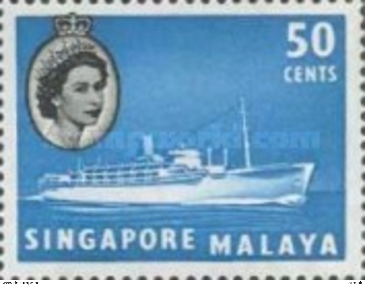 SINGAPORE MALAYA  USED STAMPS  Queen Elizabeth II, Ships and Other Image-1955