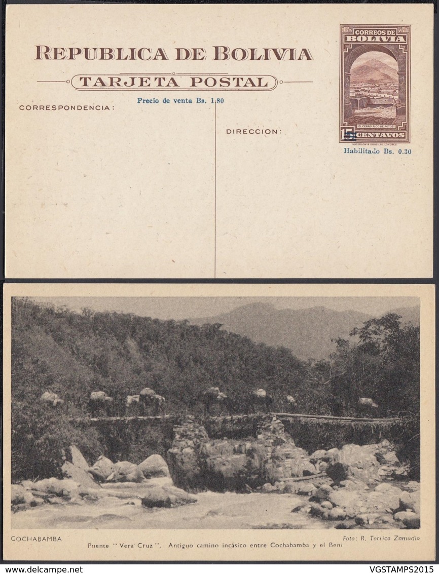 Bolivie - Entier Postal Illustré Neuf-. Vue:  Cochabamba - Puente "Vera Cruz" Ref. (G23673) DC-MV-179 - Bolivia