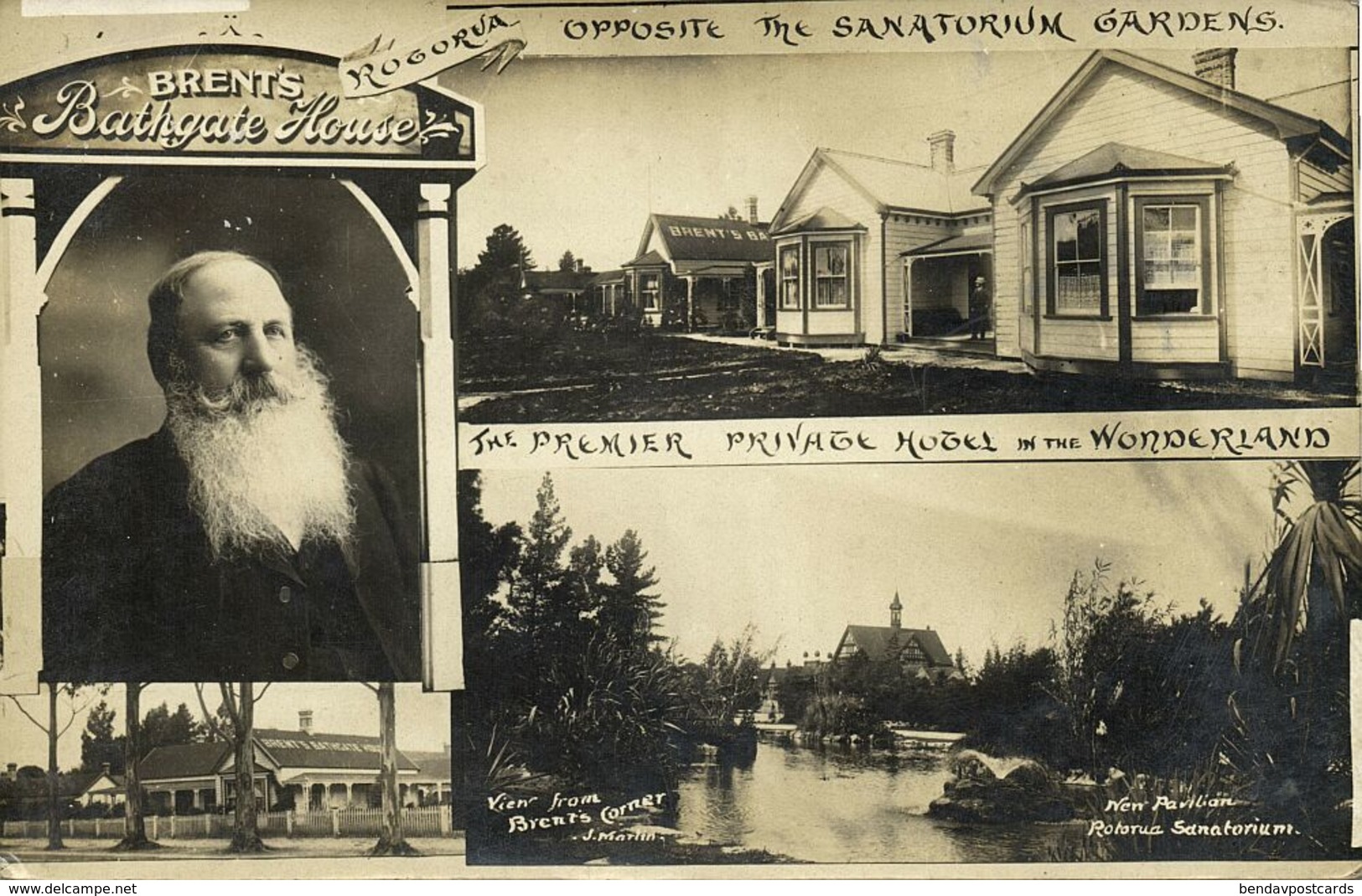 New Zealand, ROTORUA, Brent's Bathgate House, Sanatorium Gardens (1910s) RPPC - New Zealand