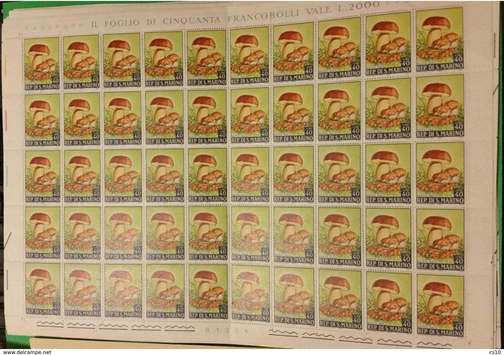 Mushrooms Funghi Champignons San Marino 5v Issue In Cpl MNH Sheets Of 50pcs - Funghi