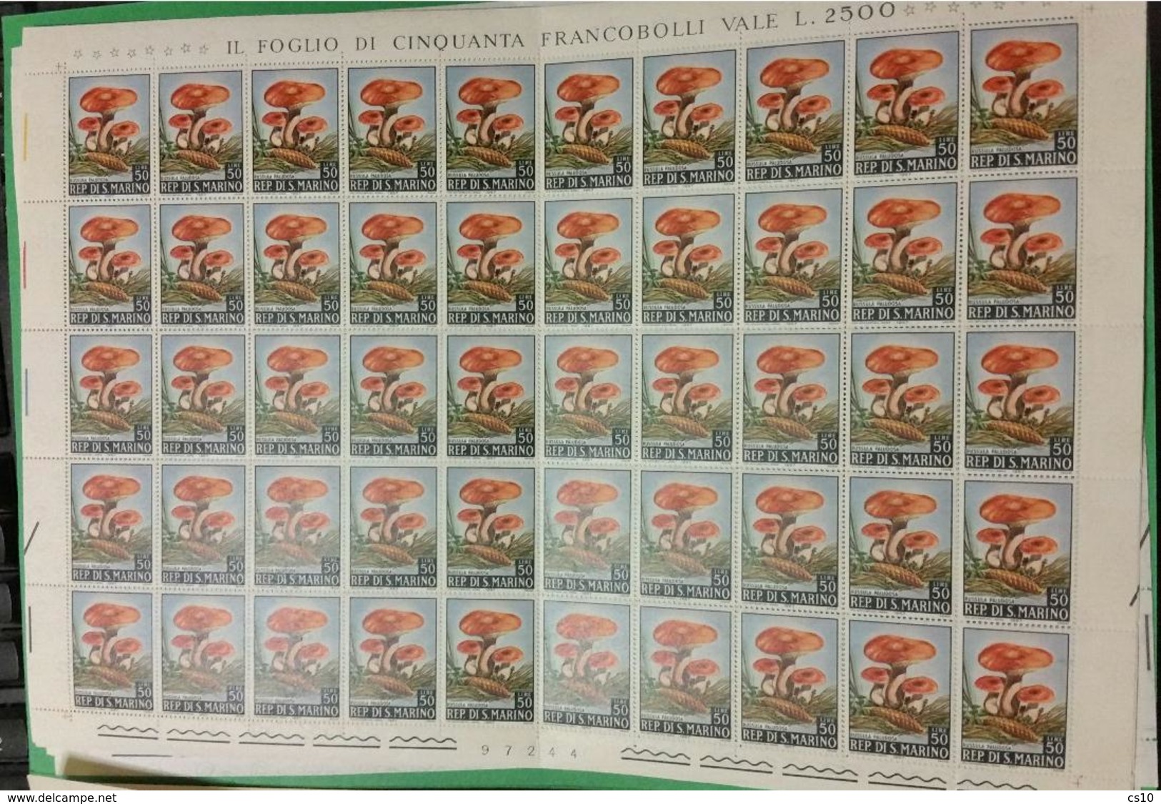 Mushrooms Funghi Champignons San Marino 5v Issue In Cpl MNH Sheets Of 50pcs - Funghi