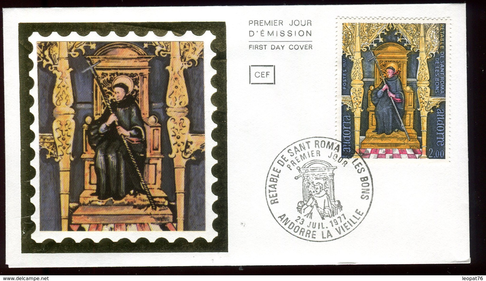 Andorre - Enveloppe FDC 1977 - Retable De San Roma Et Les Bons - O 279 - FDC