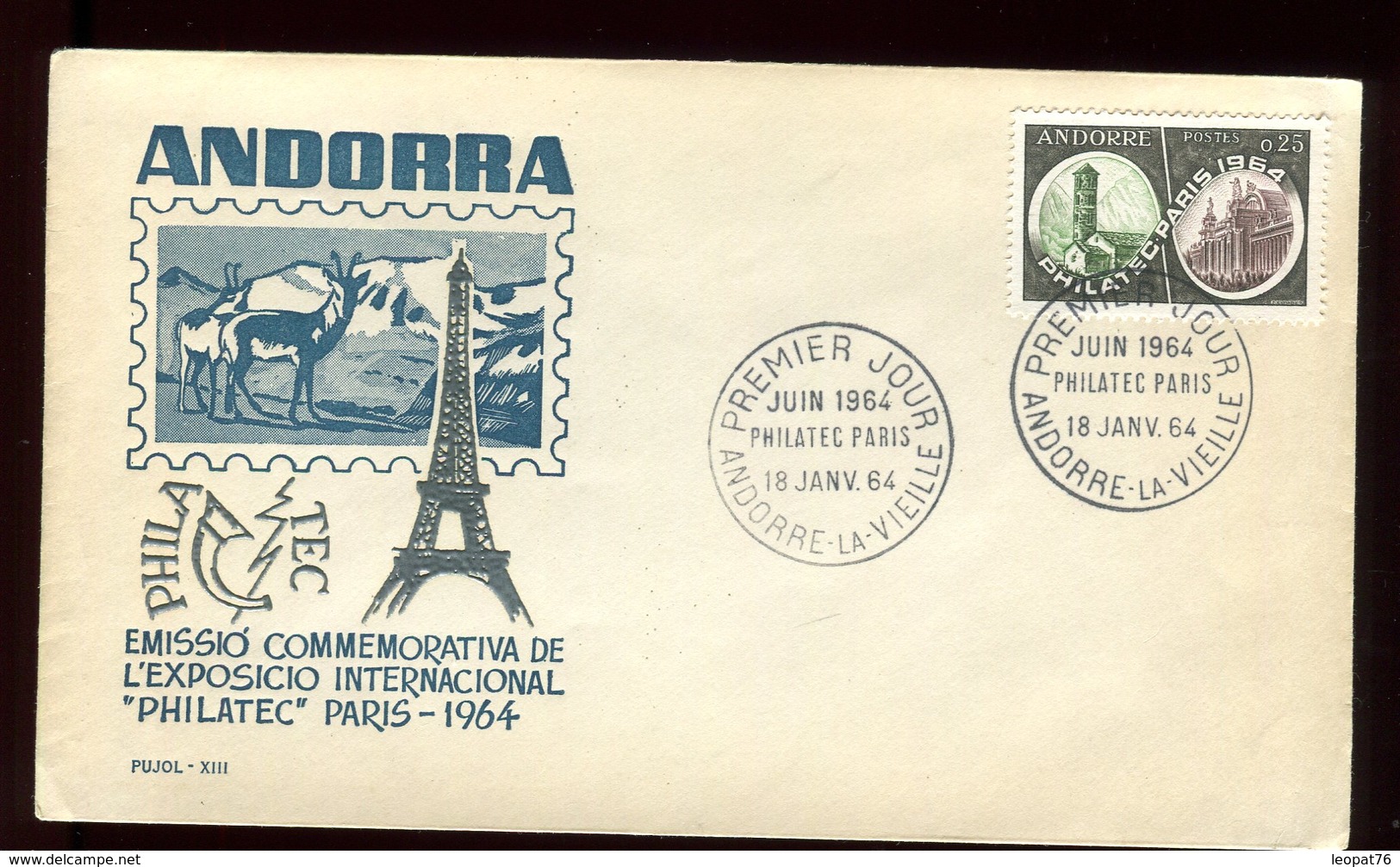 Andorre - Enveloppe FDC 1964 - Philatec Paris - O 280 - FDC