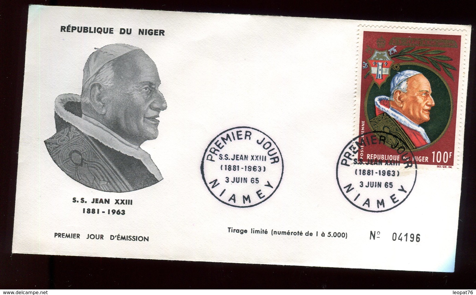 Niger - Enveloppe FDC 1965 - Pape Jean XXIII - O 290 - Níger (1960-...)