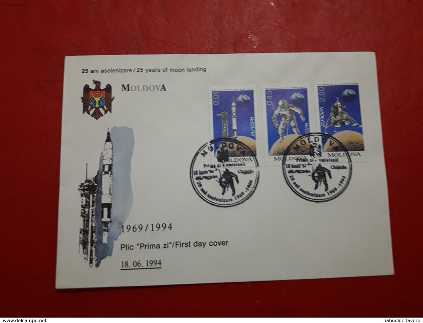 La Moldavie Fdc 25 Ans De L'arrivée à La Lune 1994 - Moldavie