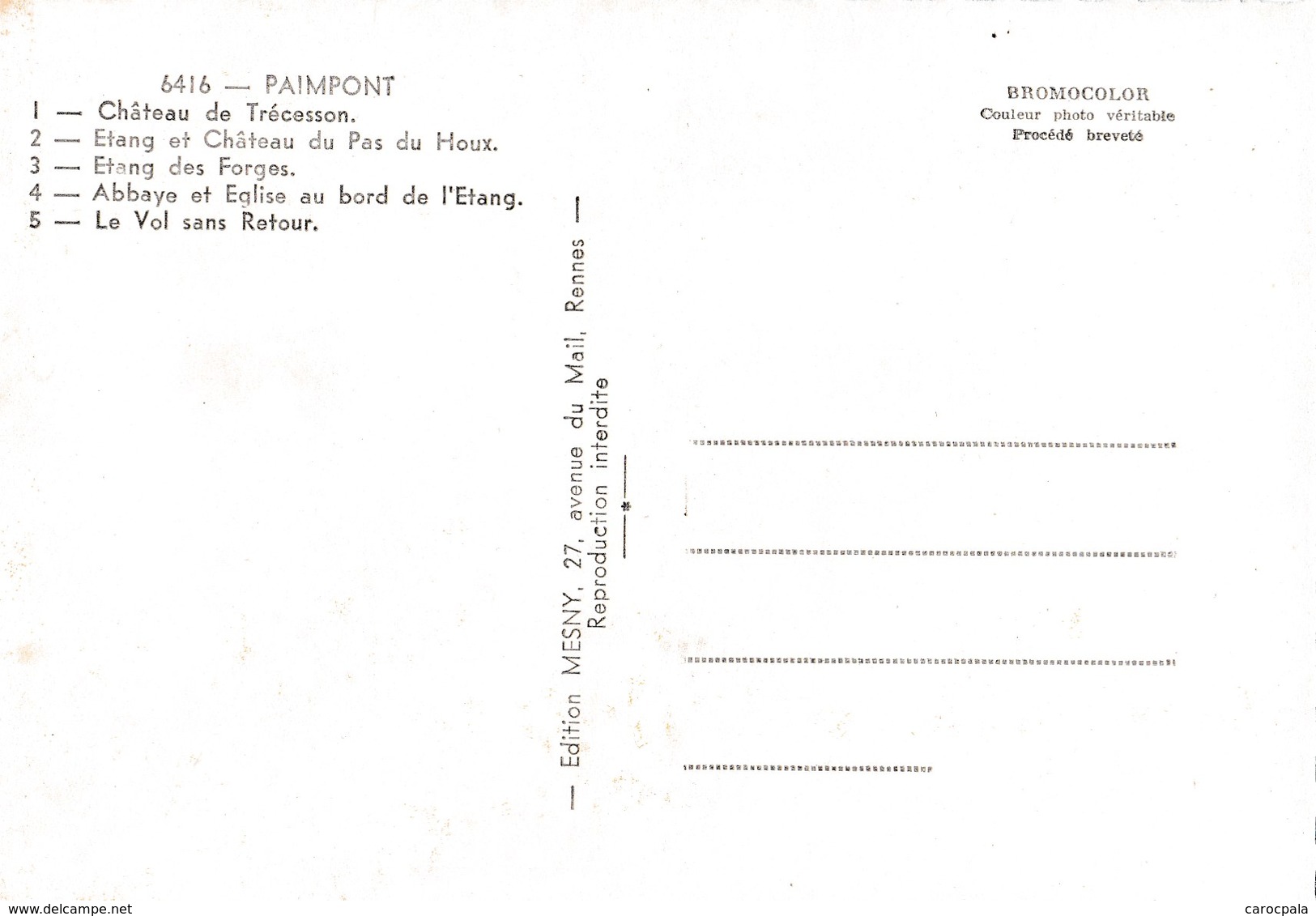Carte 1965 PAIMPONT / MULTIVUES : CHATEAU TRECESSON,ETANG ... - Paimpont