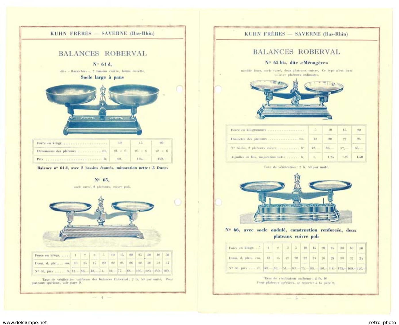 Catalogue Spécial Des Balances Kuhn Frères, Saverne, Bas-Rhin, 1931 ( Roberval, Béranger, ... ) - Advertising