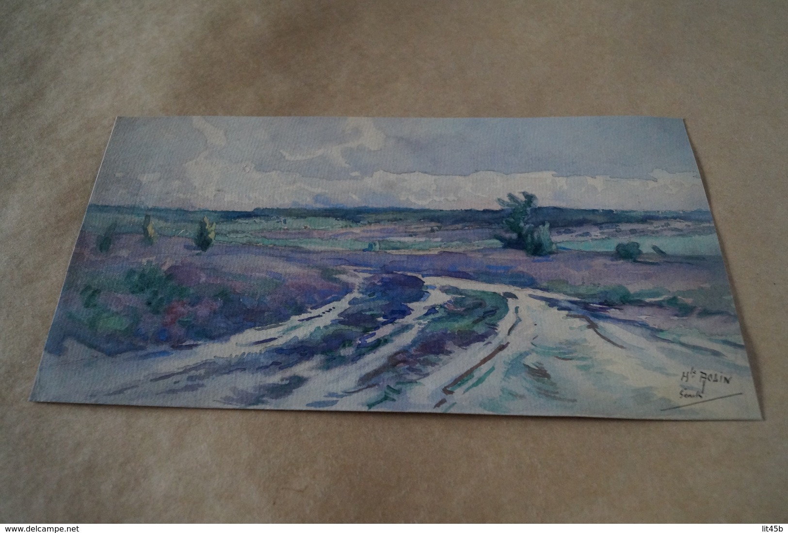 Superbe Ancienne Aquarelle Du 19 Iem.signé Rolin ,vue De Genk  , 34 Cm. Sur 19 Cm. - Aquarelles