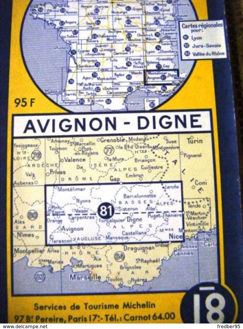 Carte Routière Michelin N°81 - France  Avignon - Digne 1955 1/200 000 - Cartes Routières