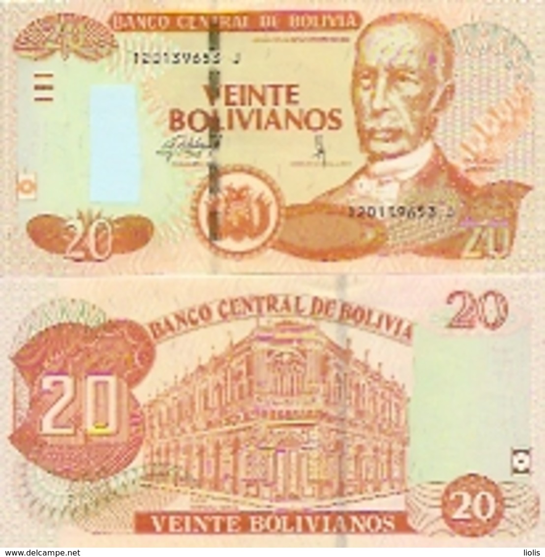 Bolivia  P-244  20 Bolivianos  1989    UNC - Bolivia