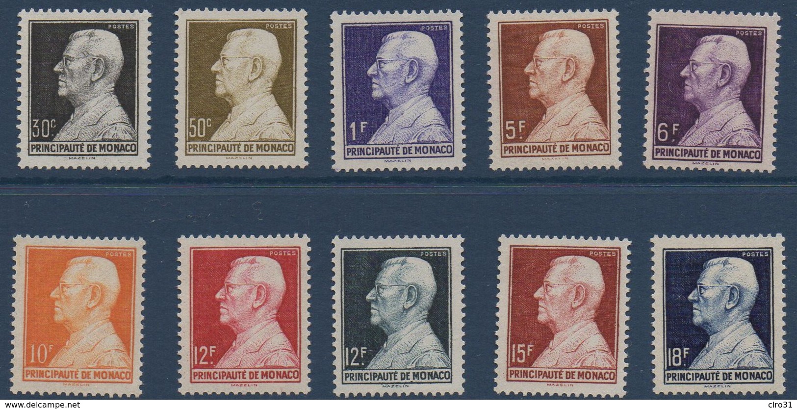 MON 1948/1949 Prince Louis II   N°YT302-306  ** MNH - Neufs