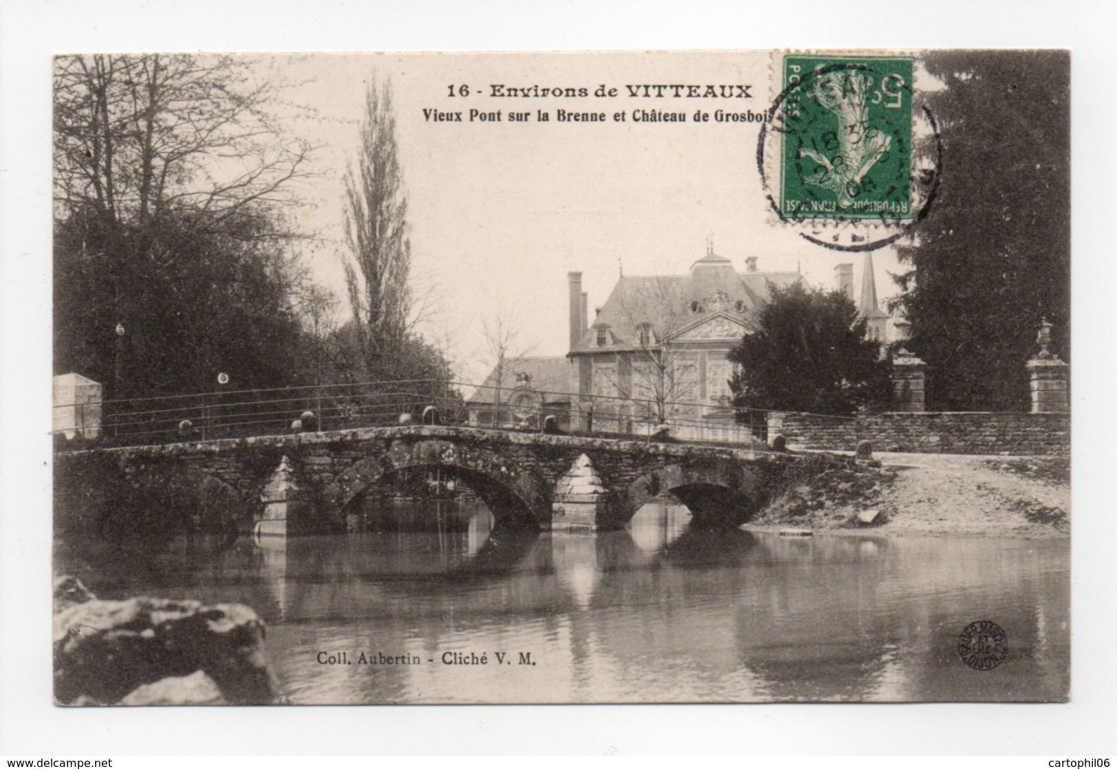 - CPA Environs De VITTEAUX (21) - Vieux Pont Sur La Brenne Et Château De Grosbois 1908 - Collection Aubertin N° 16 - - Autres & Non Classés