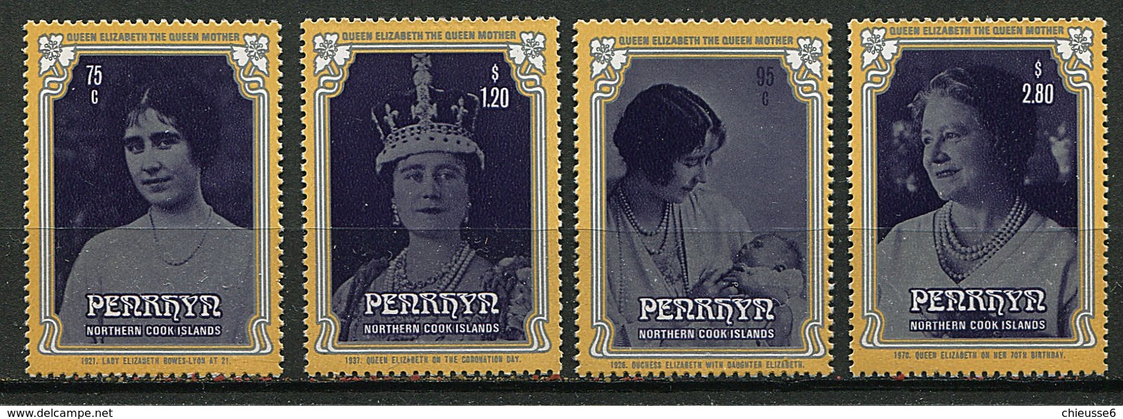 Penrhyn ** N° 310 à 313 - 85 Ans De La Reine-mère Elizabeth - Penrhyn