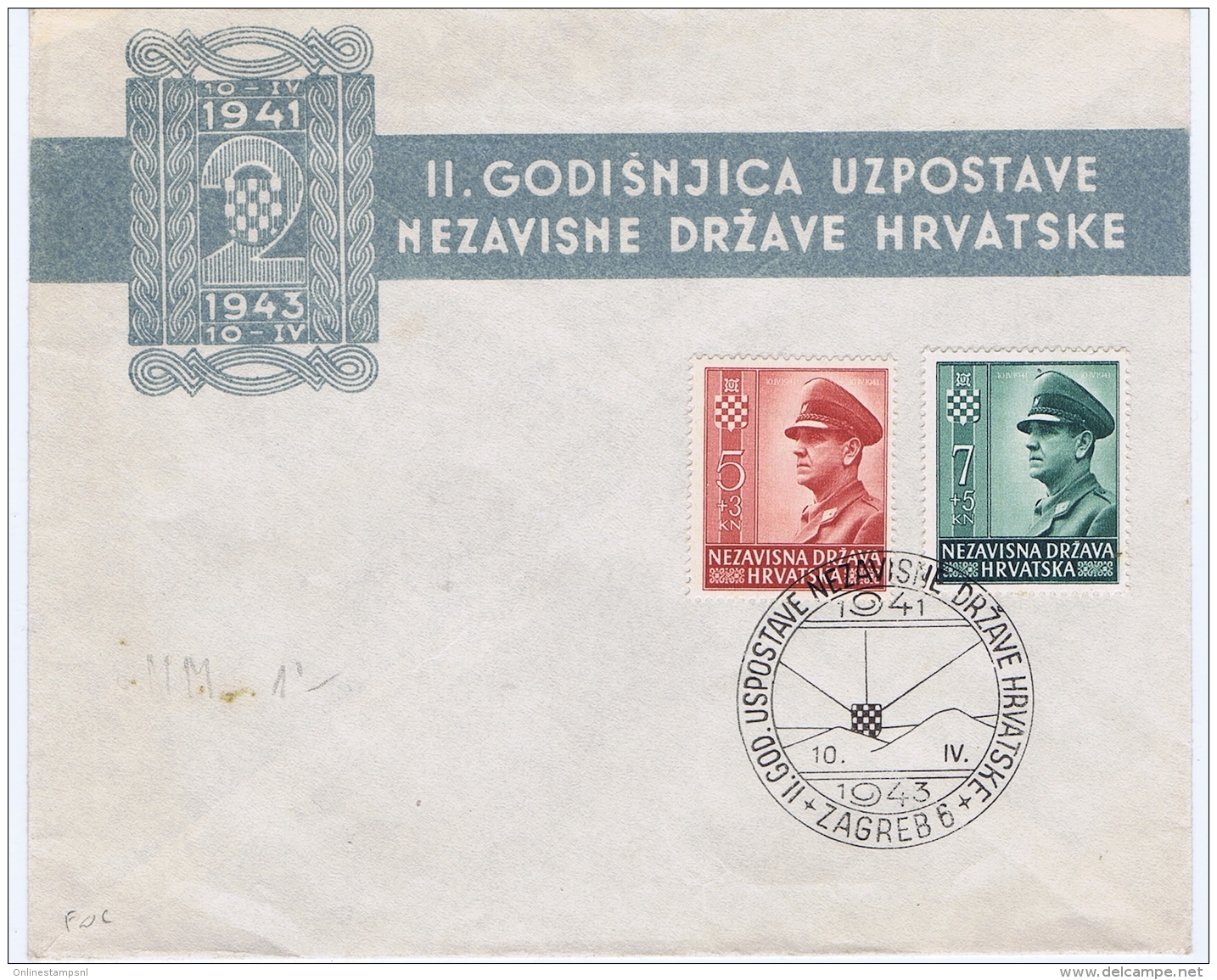 Croatia: 1943 FDC Mi 101 + 102 - Kroatien