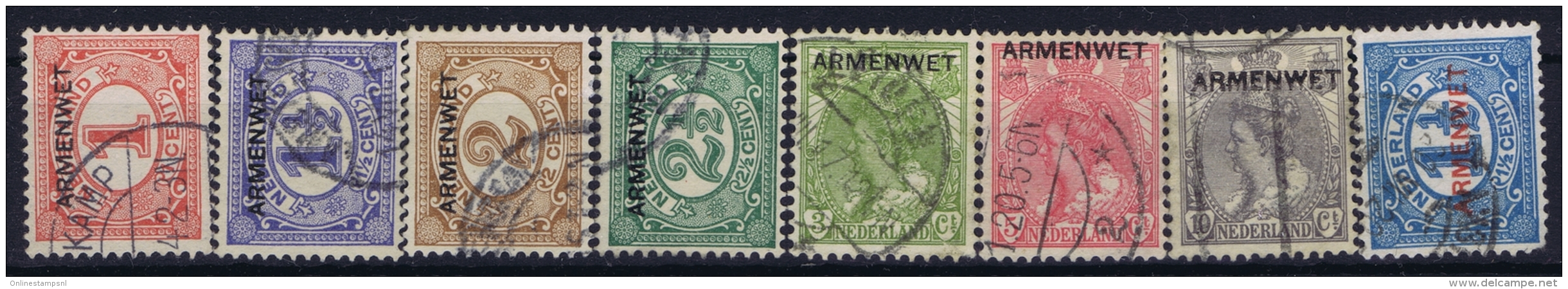 Netherlands: NVPH  D1 - D8 Obl./Gestempelt/used  1913  D8 Thin Spot Dunne Plek - Dienstzegels