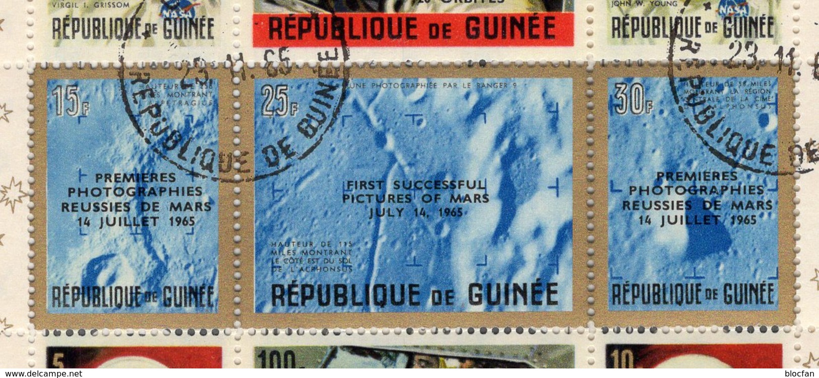 USA-Raumfahrt 1965 Guinea Block 11 **/o 36€ Raketen Gemini 5 Astronaut Overprint English Bloc Space Sheet Bf Africa - USA
