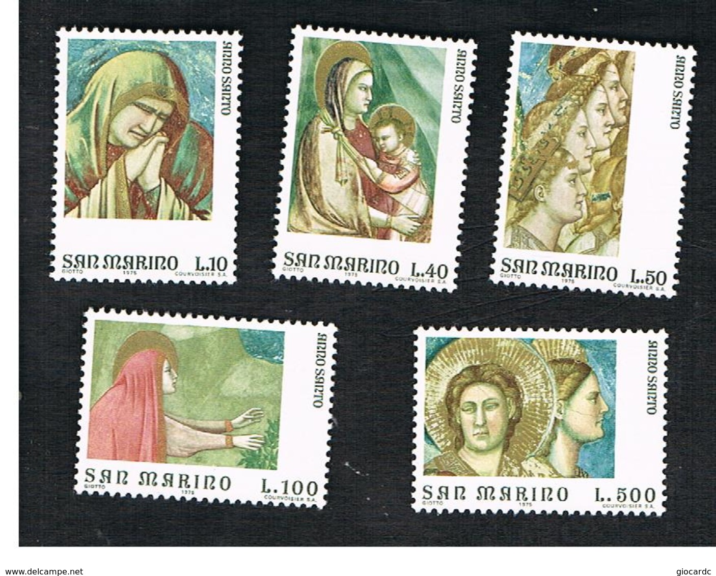 SAN MARINO - UNIF. 938.942 - 1975 ANNO SANTO: GIOTTO (CAPPELLA DEGLI SCROVEGNI)  - SERIE COMPLETA DI 5   -    MINT** - Nuovi