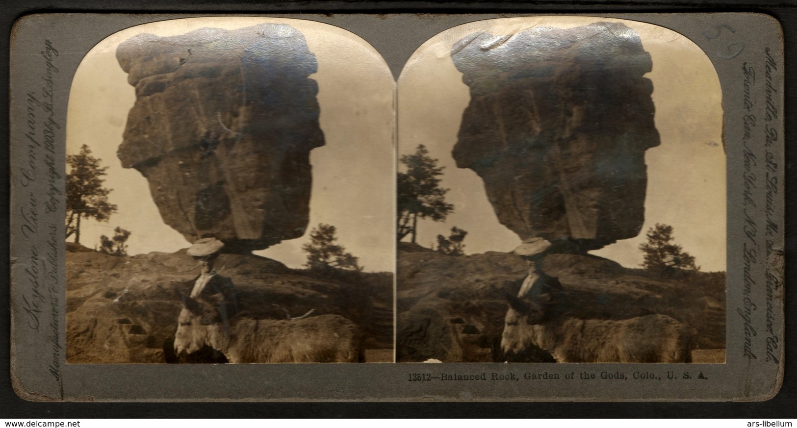 Stereoview Photographs / Stereoview Card / Keystone View Company / U.S.A. / Balanced Rock / Garden Of The Gods - Visionneuses Stéréoscopiques