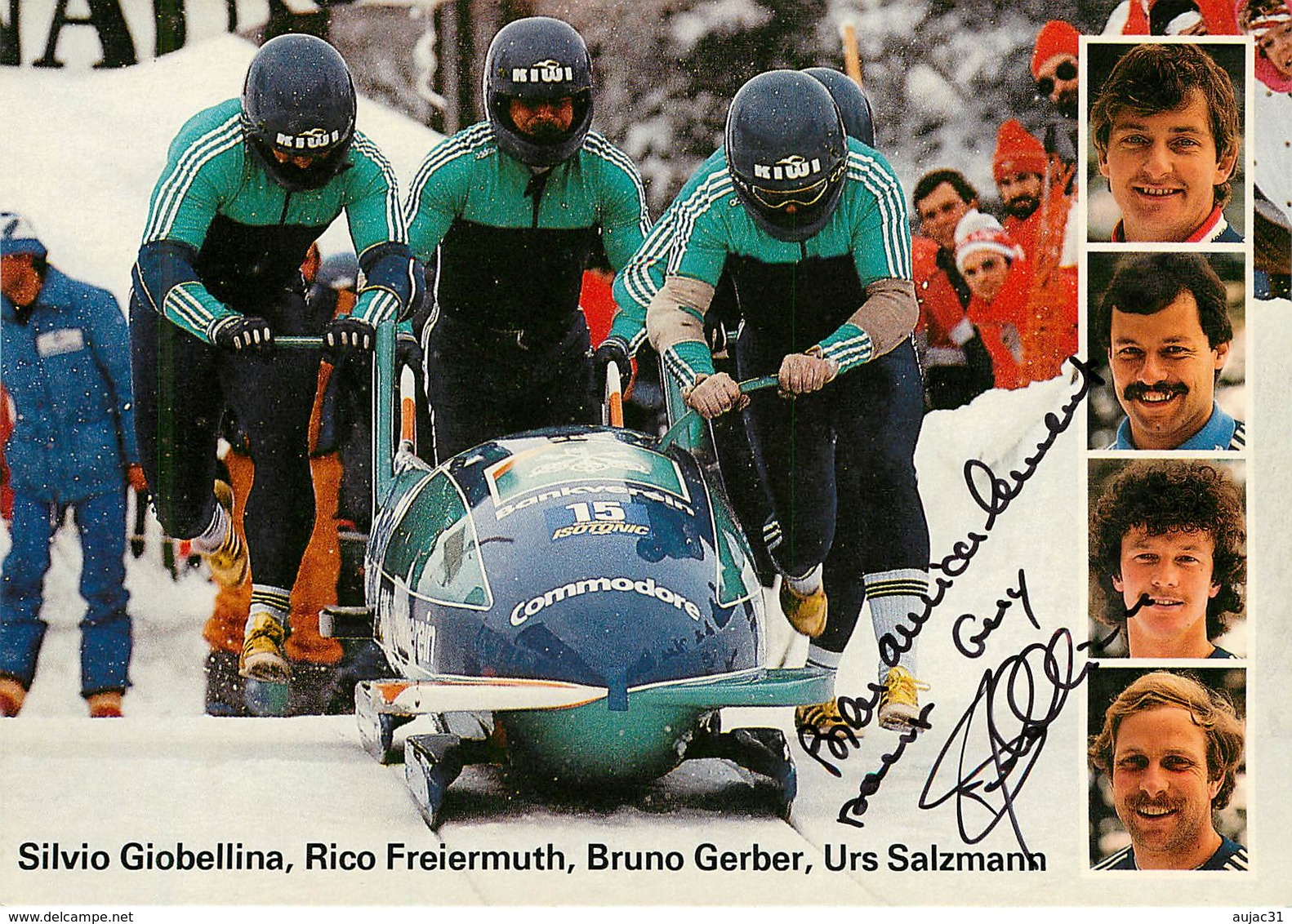 Suisse - Swiss - Schweiz - Sports - Bobsleigh - Giobellina - Gerber - Salzmann - Freiermuth - Autographe - Dédicace ? - Port