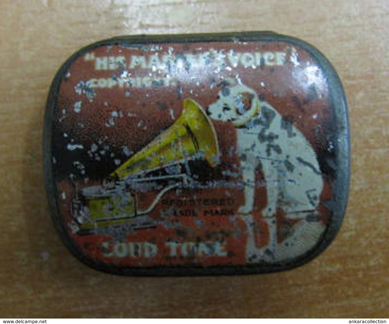 AC - HIS MASTERS VOICE COPYRIGHT LOUD TONE PHONOGRAPH GRAMOPHONE NEEDLE VINTAGE TIN BOX ​DOG & BABY ILLUSTRATED - Accessoires, Pochettes & Cartons