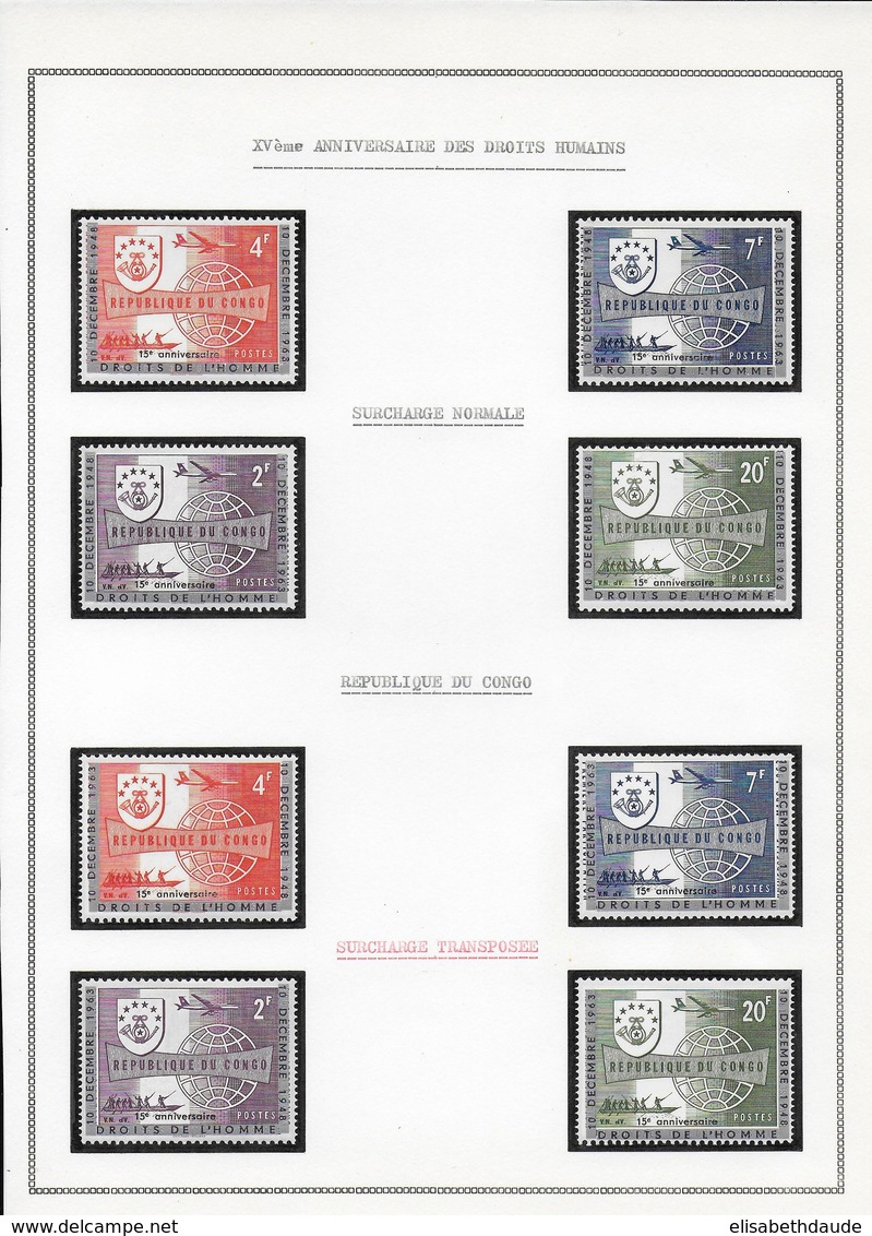 CONGO - YVERT N° 520/523 TYPE I + TYPE II * (SURCHARGE INVERSEE)  Sur FEUILLE MOC - Autres & Non Classés