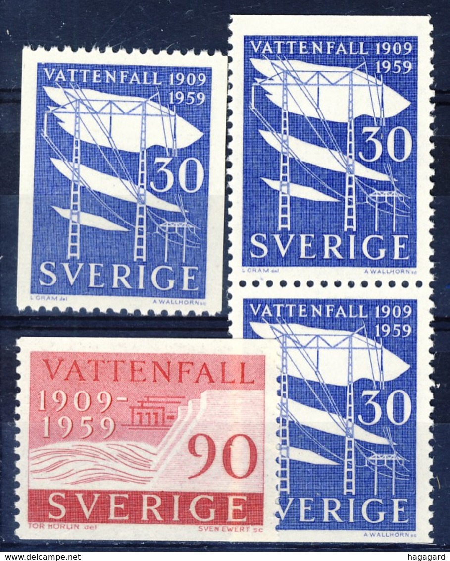 +B1512. Sweden 1959. Water Energy. Michel 446-47. MH(*)/MNH(**) - Ongebruikt