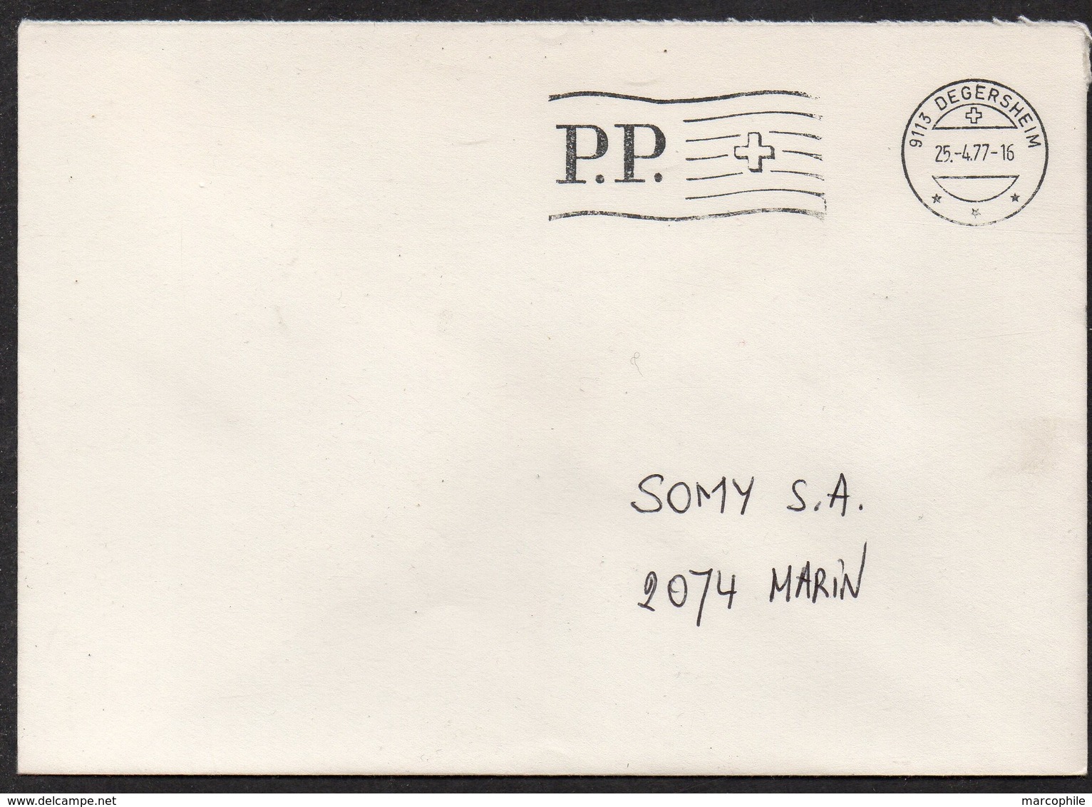 DEGERSHEIM - ST GALLEN - SUISSE / 1977 OBLITERATION "PP" SUR LETTRE (ref 1525) - Poststempel