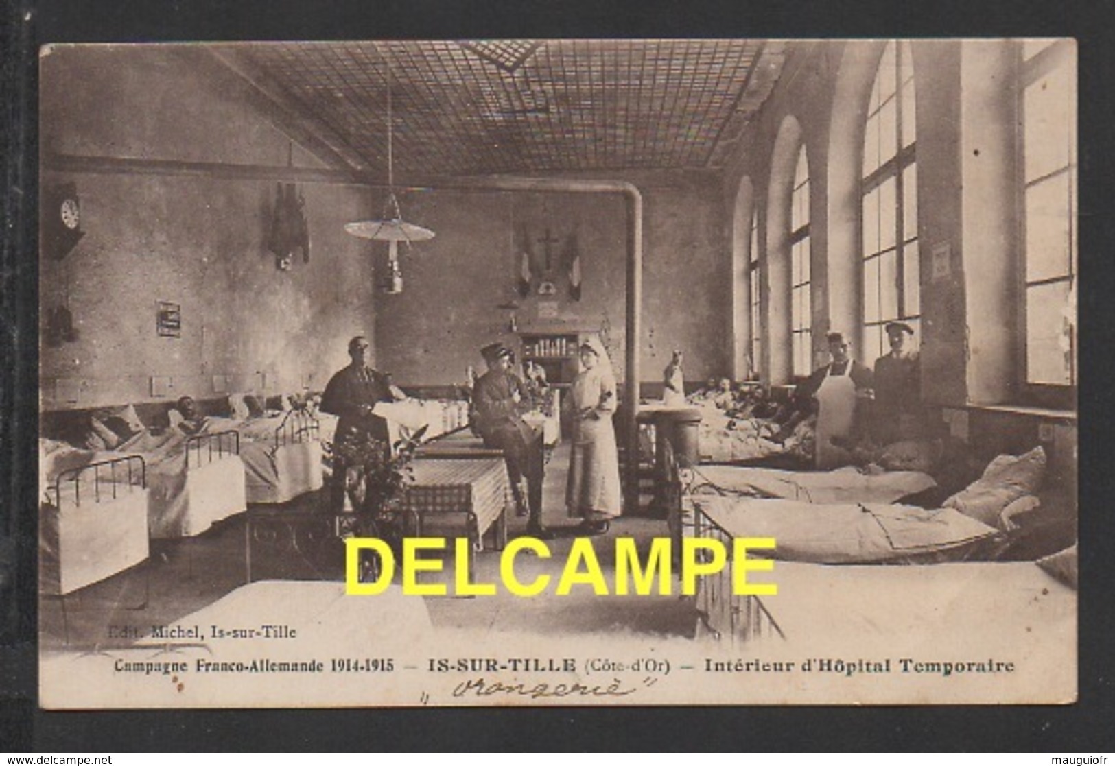 DD / GUERRE 1914-18 / IS-SUR-TILLE (CÔTE-D'OR) / INTÉRIEUR DE L' HÔPITAL TEMPORAIRE / MALADES SOIGNANTS ET PRÊTRE / 1915 - Guerre 1914-18