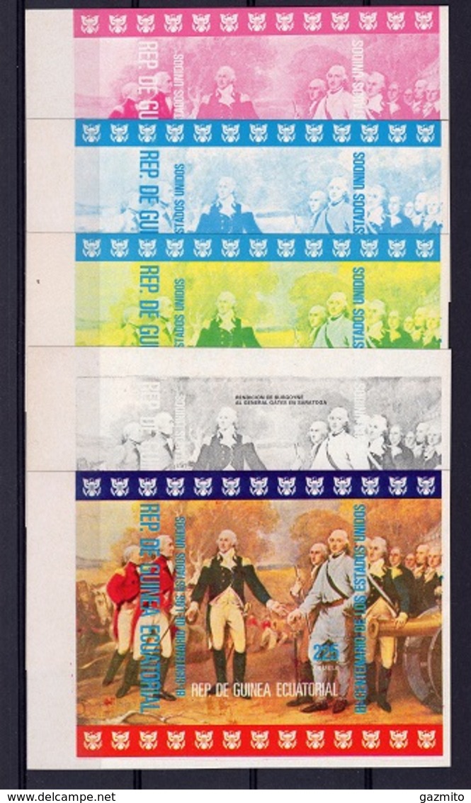 Guinea Equat. 1975, 200th USA, G. Washington, 5 Colour Proofs - George Washington