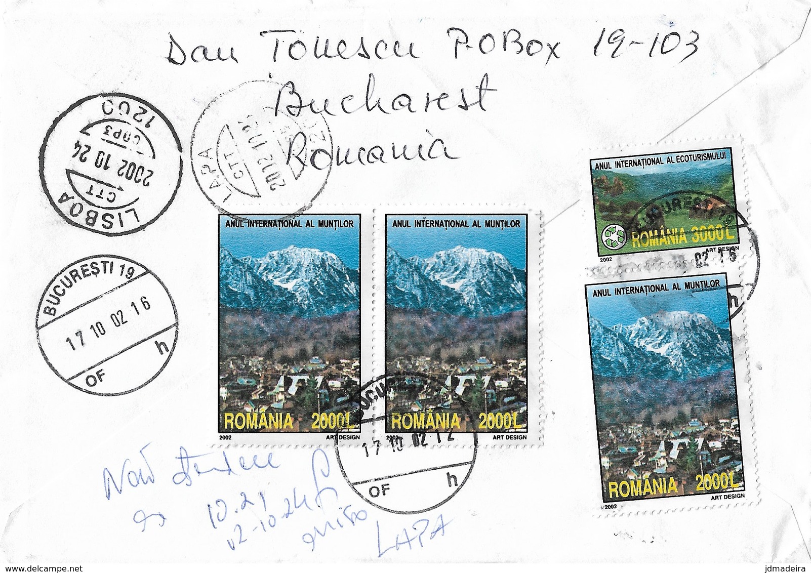 Romania Registered Cover To Portugal With Europa CEPT Circus Stamps - Lettres & Documents