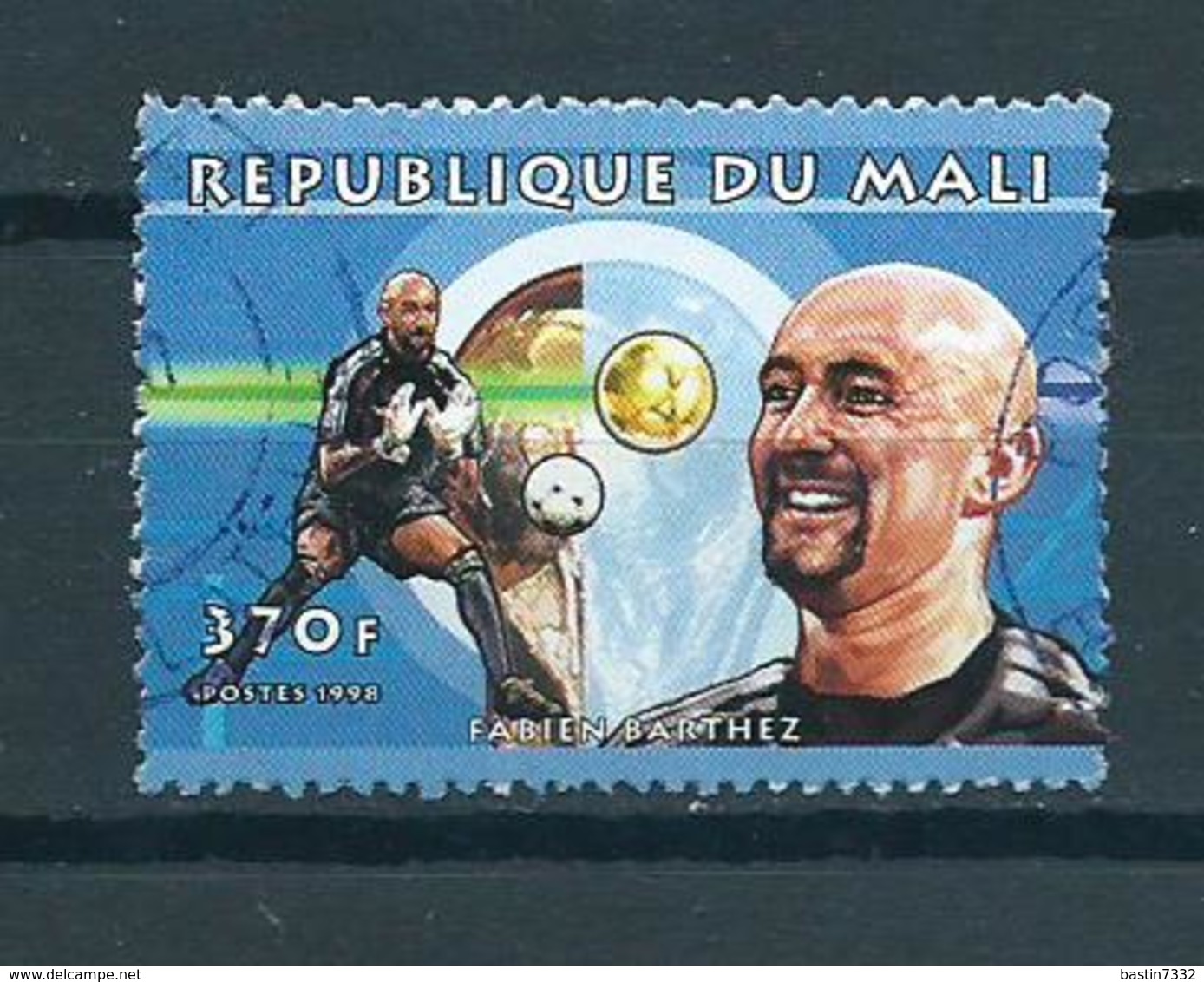 1998 Mali Fabian Barthez,football,soccer Used/gebruikt/oblitere - Mali (1959-...)