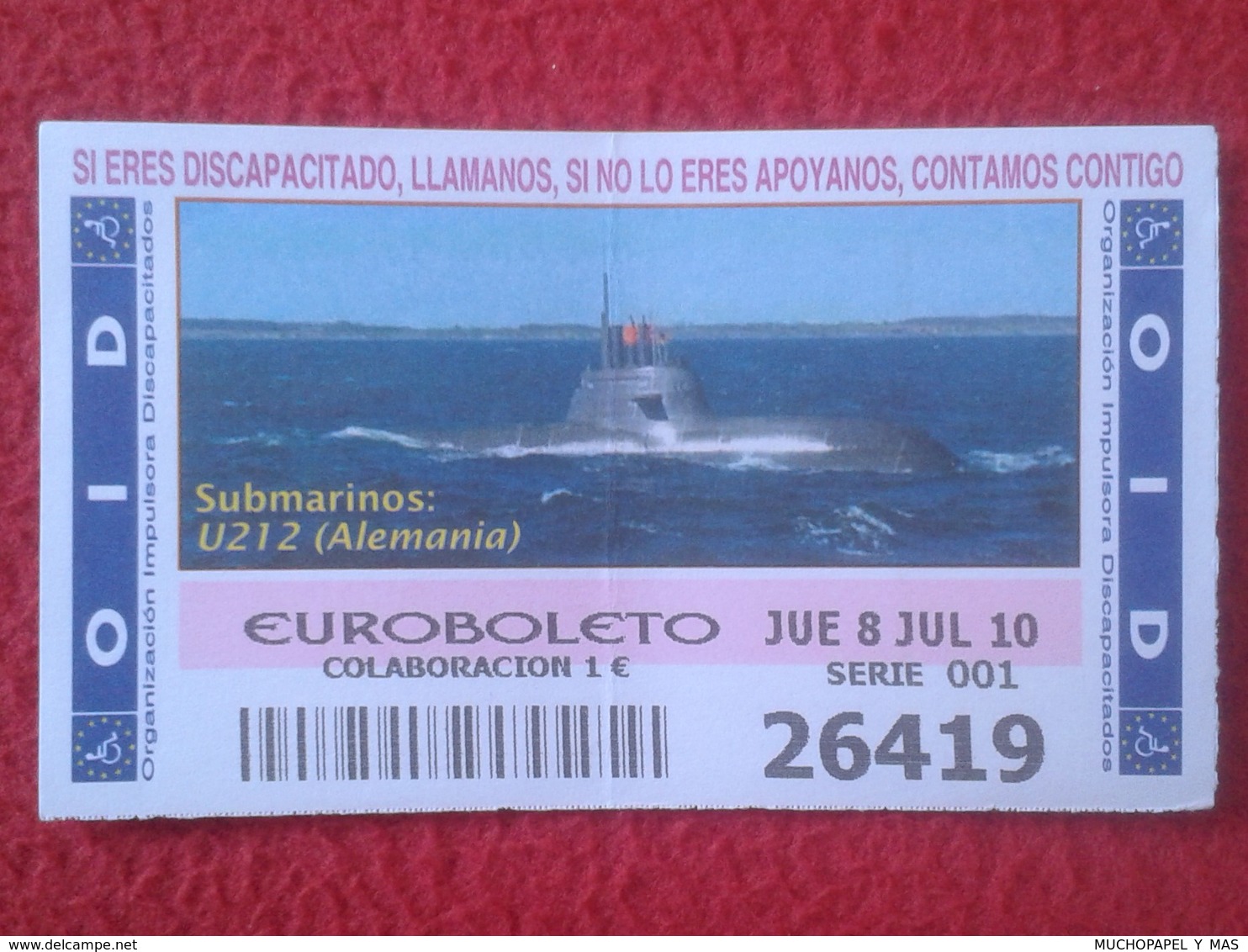 SPANISH LOTTERY SPAIN LOTERÍA OID LOTE COLECCIÓN DE 10 CUPONES SUBMARINO SUBMARINE SOUS-MARIN SUBMARINES RUSSIA USA..ETC