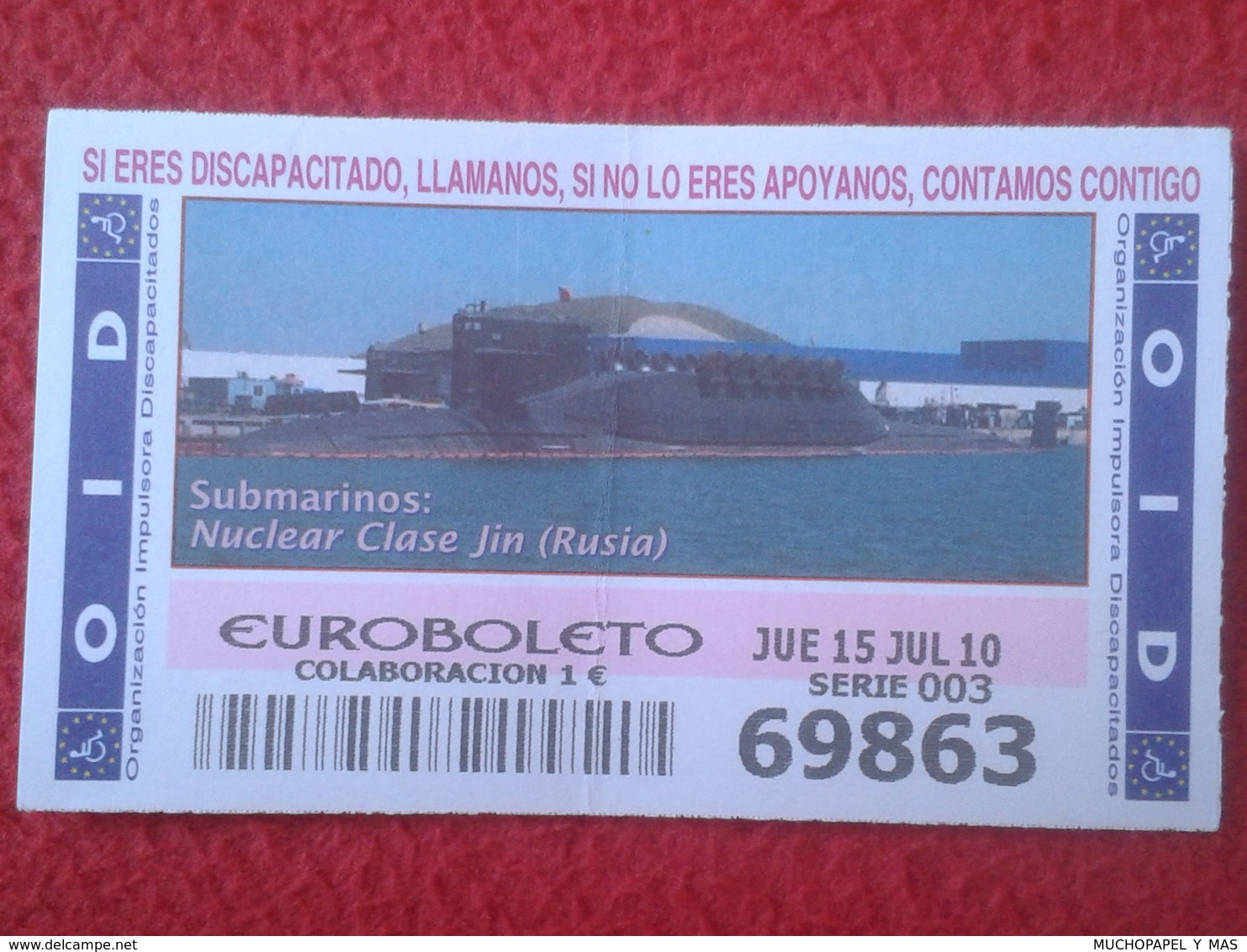 SPANISH LOTTERY SPAIN LOTERÍA OID LOTE COLECCIÓN DE 10 CUPONES SUBMARINO SUBMARINE SOUS-MARIN SUBMARINES RUSSIA USA..ETC