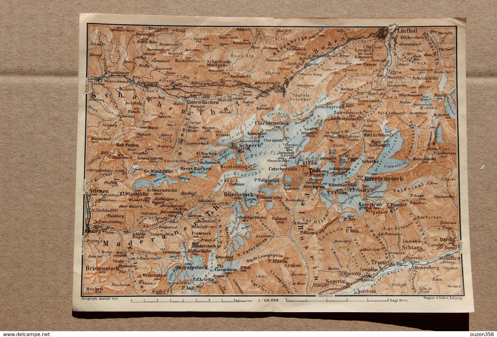 Carte BAEDEKER 1907, Linthal (Glaris, Suisse) - Geographical Maps