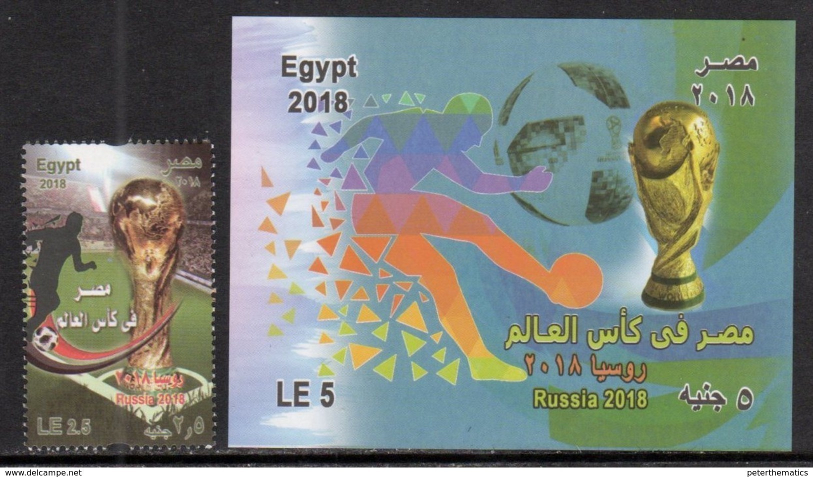 EGYPT, 2018, MNH, FOOTBALL, SOCCER, WORLD CUP, RUSSIA 2018, 1v+S/SHEET - 2018 – Russia