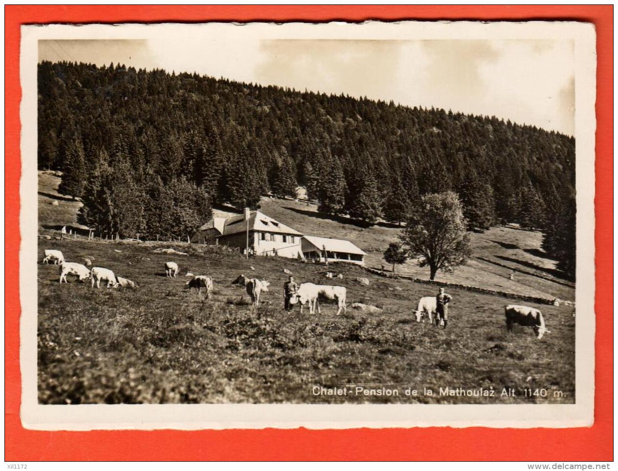 FKB-10 Chalet Pension La Mathoulaz Rances, Berger Troupeau Vaches. Visa Censure ACF 1939, Cachet Militaire,Grand Format - Rances