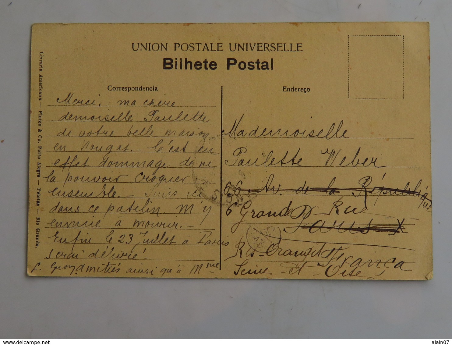 C.P.A. : BRESIL : PORTO ALEGRE : Banco Da Provincia, Rua 7 De Setembro, Tramway, Timbre En 1916 - Porto Alegre