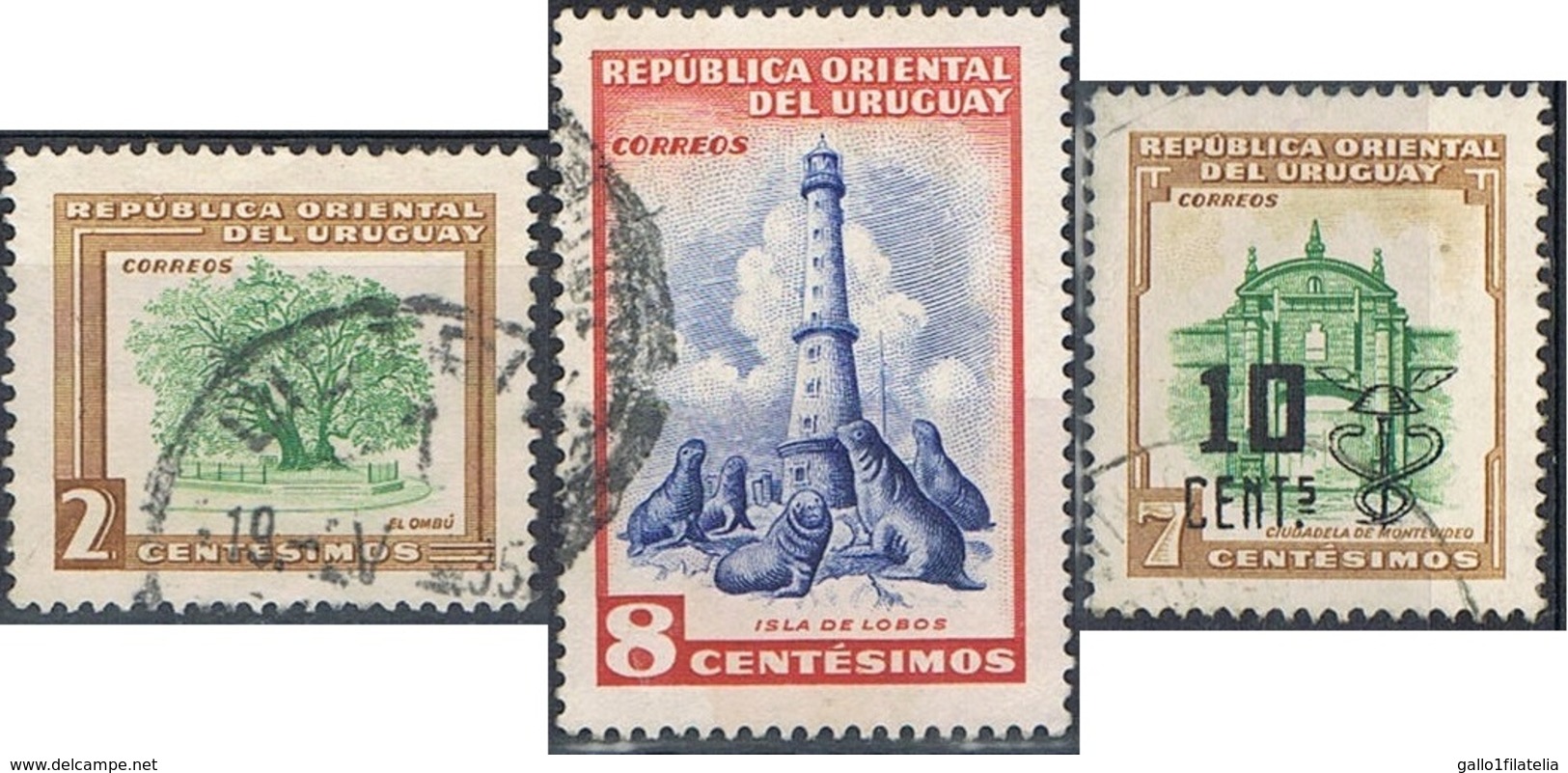 1954/58 - URUGUAY - POSTA ORDINARIA / POSTAL MAIL. USATO / USED - Uruguay